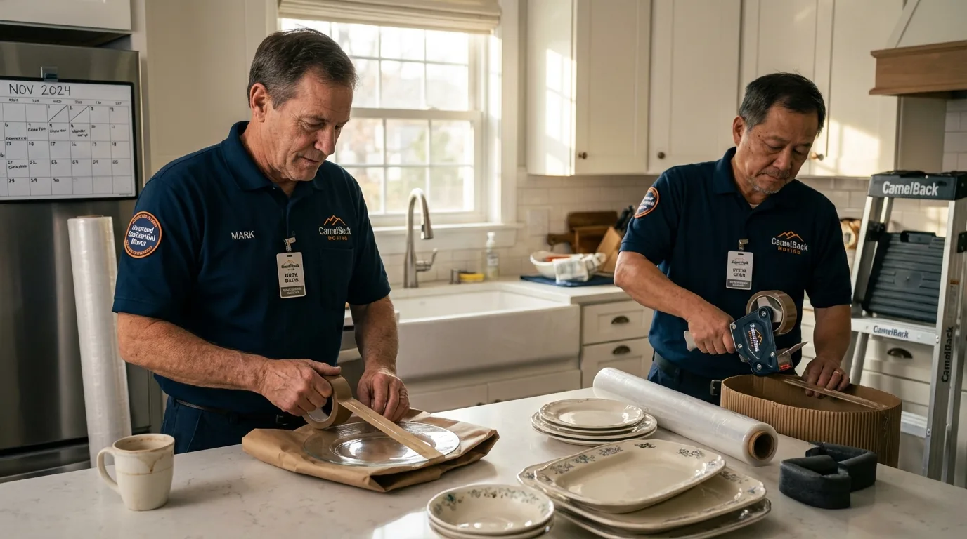 Professional crew packing kitchen dishware in Victor, ID